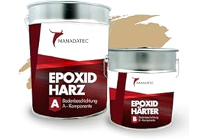 MANADATEC 2k Epoxidharz Bodenbeschichtung 10kg I RAL 1001 Beige I Lösemittelfrei, Umweltfreundlich & Geruchsneutral I Beschichtung für Garagen- & Kellerböden I Hohe Schlagfestigkeit