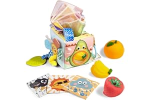 TUMAMA KIDS TUMAMA Juguetes para bebés Caja de pañuelos Juguete Montessori 0 3 6 12 Meses Bebés, Juguetes para agarrar Frutas,Juguetes sensoriales para con Colores Contrastantes para bebés Regalos