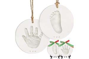 Handabdruck und Fußabdruck Baby Gipsabdruck Set - Personalisierte Baby Fussabdruck Set, Pfotenabdruck Set Hund, Baby Geschenk, Neugeborenen Geschenk (Glaze Finish)