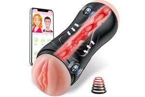 CHELSIEKINK Masturbádores Masculino más Vendido Juguetes Sexuales Hombres - Masturbador Hombre Juguete Eróticos para Pareja con 9 Modos de Vibración & Doble Canal, Sex Toys para Sexo con 3D Silicona Vagina Real