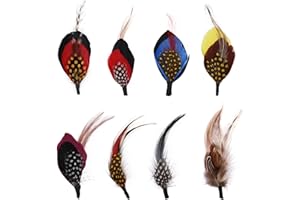 MWOOT 8 Pieces Hat Feathers for Fedora Decoration, Assorted Natural Feather Accessories for Men's Hat Decor, DIY Crafts Art