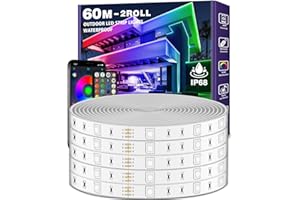 LETIANPAI 60m/200ft Outdoor LED Strip Lights Waterproof,IP68 Outsideled strips wasserdicht with App and Remote,Music Sync RGB Exterior Led Rope Lights with Self Adhesive Back