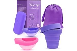 ACWOO Menstrual Disc Set of 2 (S & L) with Storage Bag, Flat-Fit Cup, Period Disc, Reusable Moon Disc, Collapsible Cleaner Container, Better Alternative to Sanitary Pad & Tampon