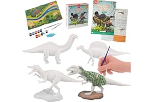 Nene Toys Kit Dinosauri Giocattolo con Colori per Bambini 3-7 Anni [I Giganti dell'Africa] – Kit Pittura con 4 Dinosauri, 10 Colori, 2 Pennelli, Poster Scientifico, Tappeto Gioco – Lavoretti Creativi