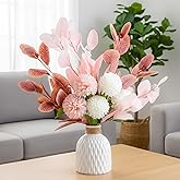 Nostrae by Ekhasa Artificial Flowers with Vase for Home Decor | White Ceramic Flower Vase with Artificial Flowers for Bedroom