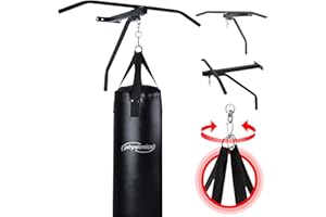 Physionics® Saco de Boxeo con Barra de Tracción - Saco: (ØxH) 28x83cm, 19kg de Peso, Barra: de Acero, 83 cm de Ancho - Pull Up Bar, Barra de Tracción, para Dominadas, Musculación