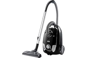 AEG VX4-1-EB Aspiradora de Trineo Con Bolsa, 750W de Potencia, Indicador de Llenado, Radio de acción de 7.5m, Capacidad para 3,5 litros, 79dB de Ruido, Cepillos Suelos Duros y Parquet, Negro