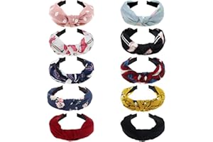 DRESHOW 10 Piezas Diademas de Pelo Anchas Elástica Turbantes Diadema de Nudo Bandas Diadema Para Mujeres y Niñas