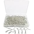 120pcs Earring Hooks with Ball and Coil, Hypo Allergenic Plated Silver Ear Wires with Transparent Storage Box, for DIY Jewelry Making