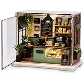 VARDEM Oyuncak Işıklı Kendin Yap Minyat&uuml;r Kahve D&uuml;kkanı Seti 90 Par&ccedil;a, LED Işıklı DIY Mini Kafe Maketi, El Becerisi ve Yaratı