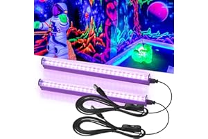 Anpro Schwarzlichtleiste, 24 LED-Schwarzlicht mit fluoreszierenden Bändern, 2 UV-Schwarzlichtleisten mit 120° Abstrahlwinkel, USB-Netzkabel, 385–400nm Wellenlänge, Schwarzlicht-Flutlicht mit Schalter