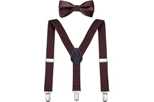 DonDon Set di bretelle e papillon da ragazzo elastico e lunghezza regolabile per bambini da 1 a 8 anni