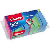 Vileda 169750 Colors &Ccedil;izmez S&uuml;nger 4'l&uuml; Oluklu, Yeşil-Mavi-Pembe