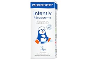 ‎PAEDIPROTECT PAEDIPROTECT Intensiv Pflegecreme 75ml, spendet Feuchtigkeit bei trockener & gereizter Haut, lindert Juckreiz und beugt Entzündungen vor, parfümfreie Baby Creme für Gesicht, Körper & Hände, vegan