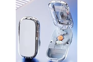 POUWAY Pill Cutter for Small Pills, Adjustable Multiple Pills Splitter with Centering Device, Split into 1/2 1/3 1/4, Portable Pill Cutter with Storage Box, Easy to Carry for Going Out (Blue, 1/2+1/3)