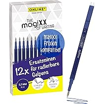 Online MagiXX Erasable Rollerball Pen Blue With Ink Cartridges I Rollerball Pen With 0.7 Mm Line Width I Includes 7 X Blue Cartridges I Erasable Pen - View #9