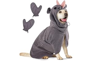 BIBYKIVN Szlafrok dla psa, szlafrok dla psa z mikrofibry, miękki ręcznik dla zwierząt dinozaur, wysusz psa po kąpieli i kąpieli (szary nosorożec, L)