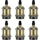 Frogetu 6 Pieces Vintage E27 Lampholders, Socket for Bulbs Adapters Ceramic Edison Retro Lamp, Solid Ceramic Socket for Cloth
