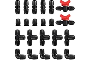 VooGenzek 22 Pezzi Kit di Raccordi per Irrigazione per Tubi per Tubo 8/12 mm, Irrigazione Connettori, con Valvole di Commutazione, Tee, Gomiti, Diritti, Tappi Terminali