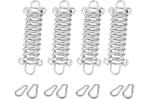 Koboko 4 zestawy sprężyn naciągowych z hakami, stal nierdzewna, wysoka wytrzymałość, zestaw do bezpiecznego montażu namiotów kempingowych, markiz i zewnątrz