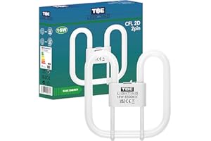 TBE Lighting Lampade a risparmio energetico CFL 2D a 2 pin da 16 W, lampadine fluorescenti DD, raccordi base GR8 a 2 pin, lampada a lunga durata, luce diurna bianca 6500 K (unità singola)