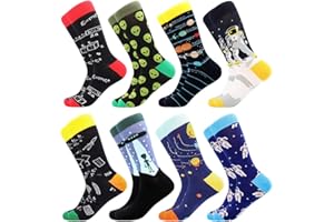 BONANGEL Men's Fun Dress Socks, Crazy Christmas Socks Colorful Funky Novelty Funny Casual Cotton Office Birthday Socks for Men Dad