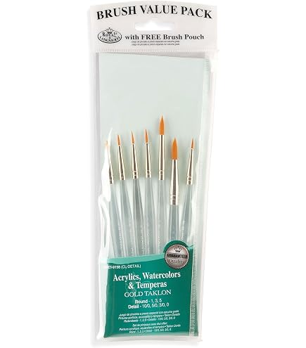 Royal & Langnickel RAQUA-ROUND Aqualon Rundpinsel-Set – 6 Hochwertige Pinsel Für Künstler