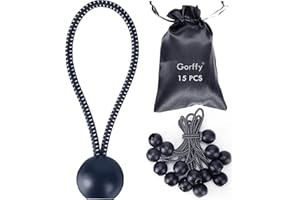 Gorffy Bungee Cord with Balls, 15 pcs Tarpaulin Bungee Balls 5.7", Bungee Cord Balls Heavy Duty Bungee Strap Ties Ball,Elastic Ties Bungee Ties for Tarpaulin, Camping Tarp Luggage and Household Items