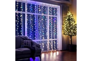 Aigostar Cortina Luces Navidad, 3M*3M, 8 Modos Cadena de Luces, 300 LED RGB, Temporizador, Decoracion Arbol Navidad Resistente al Agua, Para Exterior y Interior