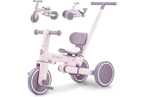 VITONIS Tricycle bébé évolutif 5 en 1, Vélos pour Enfants de 1 à 5 Ans avec Barre de poussée pour Les Enfants，Cadeaux et Jouets pour garçons et Filles (Violet)
