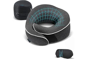 Proglobe Ortopedisk Nackkudde för Flygresor, Minnesskum, Mörkgrå | Resekudde med 100% minnesskum, 3D-sovmask och högkvalitativ nackkuddeväska. För flygplan, bil och tåg.