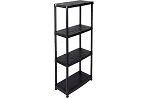 KREHER RAM Armoire à 4 rayons pour le bureau, la cave, l'atelier ou le garage, charge max. 25 kg par rayon Noir