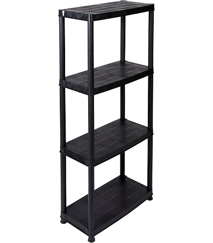 TATAY Stellingkast met 4 Niveaus | Vochtbestendig | Inclusief Schroeven en Compatibel met Quick Fix Systeem | Voor Binnen en Buiten | Tot 40 kg – Model Lombok – Bruin