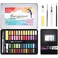 DazSpirit Watercolour Paint Set, 48 Colors in Portable Box with Watercolour Papers, Brushes, and Tools, Travel Watercolour Set Ideal for Artists, Hobbyists