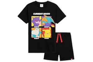 Pokemon Piżama Dziecko Lato - Piżama Chłopiec i Nastolatki - Piżama 2 szt. Dziecko T-shirt i spodnie Miękkie i oddychające 4-14 lat- Prezenty dla dzieci