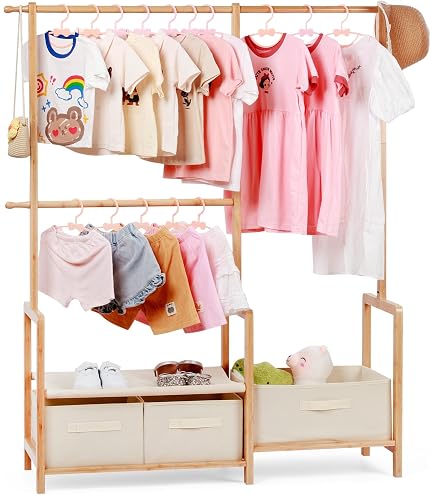 MAMOI® Tringle à Vêtements Tipi Pour Chambre D'Enfant - Porte-Manteau Montessori Stable Et Design