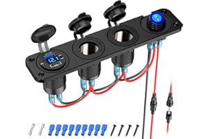 (4 in 1) PD 30W USB C 12V Steckdose: Schalter Panel DC 12 Volt Auto Typ C Buchse Einbau Wasserdicht USB Einbaubuchse Dose Zigarettenanzünder Adapter KFZ Ladegerät für iPhone Wohnmobil Boot Wohnwagen