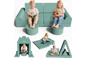 MAMIZO Sofá para Niños, 15 Piezas Sofá Modular para Niños, Sofá Infantil Convertible, Sofá de Juegos para niños para Sala de Juegos, Posibilidades de Juego Infinitas, Hecho de Pana (Verde)