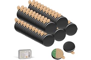 UTOMAG 100 Piezas Imanes Adhesivos Potentes 8×1mm, Imán Redondos Autoadhesivos Pequeños de Neodimio Negro, Ideales para Refrigeradores, Fotos, Manualidades, Pizarras Magnéticas, Cocina y Oficinas