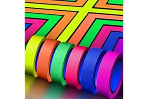 BAROCE 6 rotoli di nastro neon UV fluorescente per luce nera Gaffer Tape, Blacklight Reattivo Bande, Glow in the Dark Tape, per decorazioni di festa, artigianato (15MM*30M)