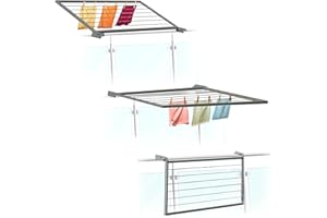 Flo.mar - Stendibiancheria da Balcone 70x200 cm da Fissare in Terrazza o a Parete - Stendino da Balcone Esterno in Alluminio Tubolare Grigio - Stendibiancheria da Esterno Salvaspazio