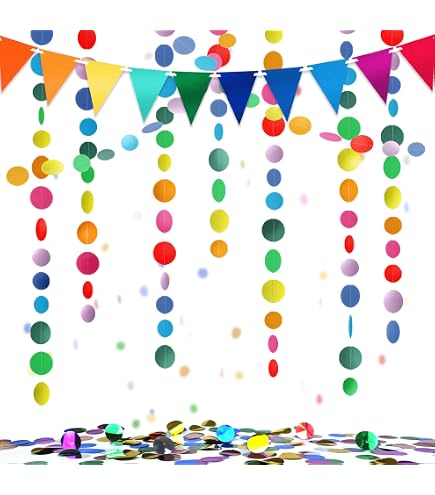 AhfuLife 3 Paquets 9 Mètres Papier Guirlande Multicolore, Cercle