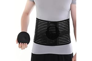 HKJD Abdominal Binder with 2pcs Different Hardness Compression Pad, Hernia Belt For Women and Men, Abdominal Hernia Binder for Belly Button Navel Hernia Support, Helps Relieve Pain(S-M), Black
