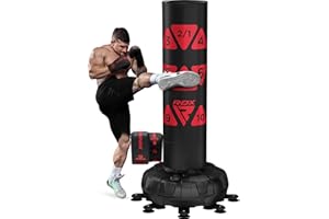 RDX XXL 150KG 6FT Target Freestanding Punch Bag with Gloves – 72” Adult Heavy Pedestal Punch Bag Set - 17 Suction Cup 8 Extended Legs Stand Base - Kick Boxing MMA Muay Thai Home Gym Fitness