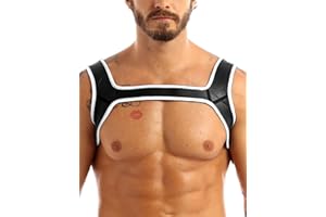 Agoky Arnés de Pecho Neopreno para Hombre Lencería Erótica Cosplay Cinturón Músculo Correas Anchas Doble Hombro Ropa Noche Club Juego de Roles
