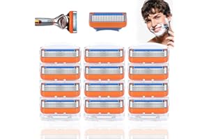 FENQURO 12 Pezzi lamette fusion Fusion 5 Lame di Ricambio per Rasoi Fusion-5, Lame di Rasoio, 5 Lame, Compatibili con Rasoi Bagnati, Rasoi da Uomo, Regalo per Lame di Rasoio Manuali