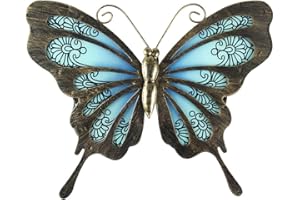 LIFFY Farfalla in metallo Decorazione da parete Recinzione da giardino per esterni Decorazioni in vetro da appendere per patio o camera da letto