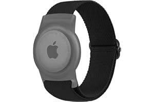 Vancle Bracelet Airtag Enfants, Nylon élastique Bracelet de Rechange, Coque Résistant aux Rayures, Facile à Porter, Couverture de Protection en Nylon élastique pour Enfants et âgés, Noir