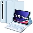 GOKOCO Keyboard Case for Samsung Galaxy Tab S9 FE 10.9"/Tab S11 Cover with Magnetically Detachable Wireless Bluetooth Keyboard with S Pen Holder - Full Protection - Blue