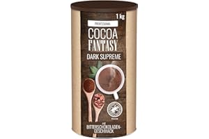 ‎COCOA FANTASY Cocoa Fantasy Dark Supreme, Dunkle Trinkschokolade, 1kg Kakao Pulver für heiße Schokolade, 40% Kakaoanteil